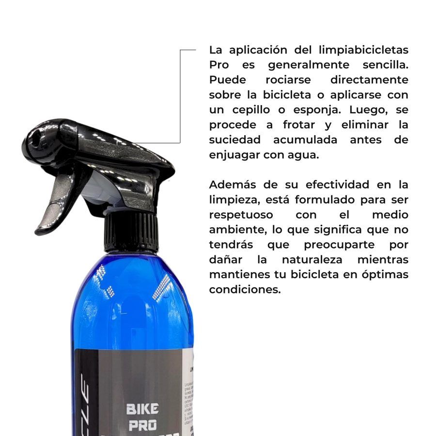Explicación sobre cómo se utiliza el bote de spray limpiador de bicicletas PRO 700 ml.