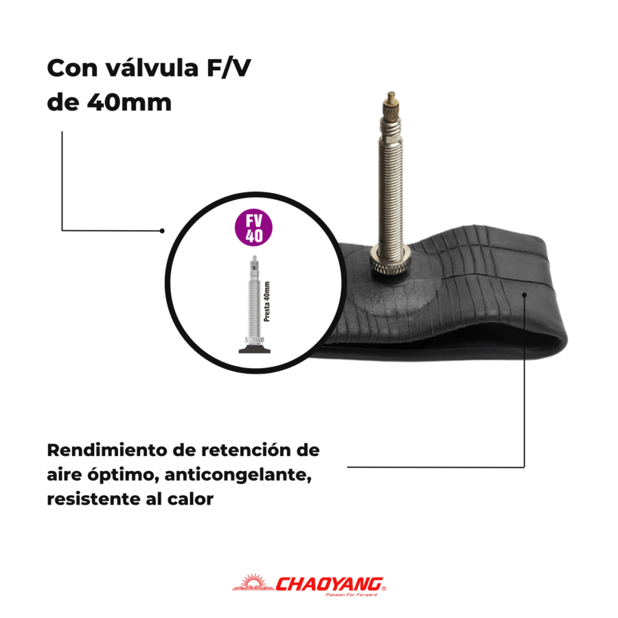 Válvula F/V (Presta) para la cámara antipinchazo Chaoyang de 27,5"